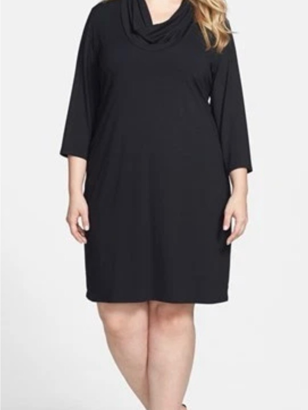 Eileen Fisher Black Cowl-Neck Midi Dress